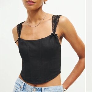 Reformation Brigitta Linen Top in Black